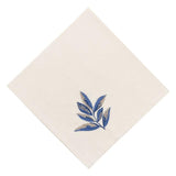 Sand Mat & Napkin With Beige And Navy Foliage Embroidery - The Linen House