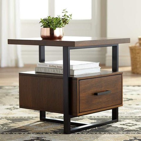 1-Drawer Modern End Table Side Table - The Linen House