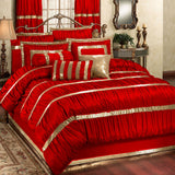Silk Bridal Set (Red) Silk Luxury Bridal TLH Bedding King 