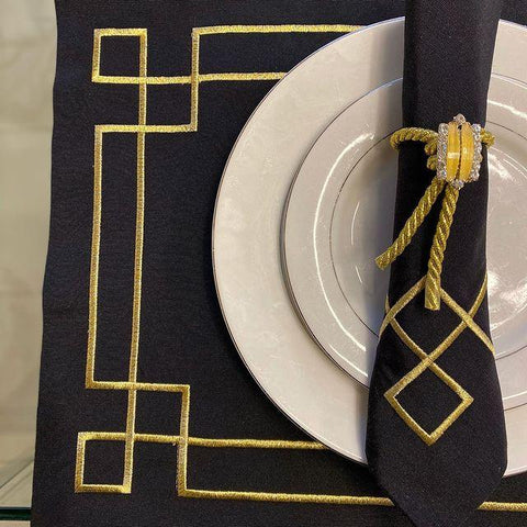 Table Mat Black - The Linen House
