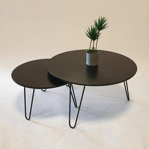 Tatami Contrasted Round Tables - The Linen House