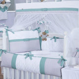 Teal & White Baby Cot Set - The Linen House