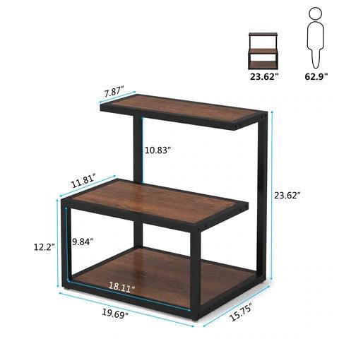 Tribesigns Side Table Industrial End 3 - Tier Table with Storage Multifunctional - The Linen House