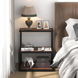 Tribesigns Side Table Industrial End 3 - Tier Table with Storage Multifunctional - The Linen House