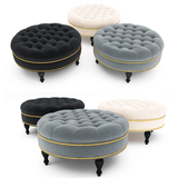 Tufted Velvet Round Cocktail Ottoman - The Linen House