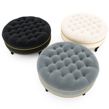 Tufted Velvet Round Cocktail Ottoman - The Linen House