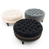 Tufted Velvet Round Cocktail Ottoman - The Linen House