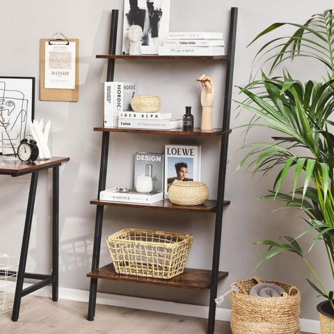 Ladder Shelf Dark Wood - The Linen House