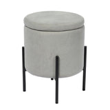 Velvet Round Storage Ottoman - The Linen House