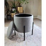 Velvet Round Storage Ottoman - The Linen House
