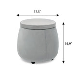 Velvet Round Storage Ottoman with Removable Lid, Footrest Stool - The Linen House