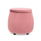 Velvet Round Storage Ottoman with Removable Lid, Footrest Stool - The Linen House