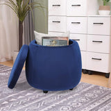 Velvet Round Storage Ottoman with Removable Lid, Footrest Stool - The Linen House