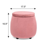 Velvet Round Storage Ottoman with Removable Lid, Footrest Stool - The Linen House
