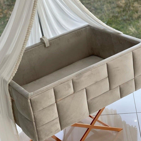 Velvet Tufted Bassinet - The Linen House