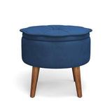 Velvet Tufted Round Storage Ottoman - The Linen House