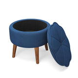Velvet Tufted Round Storage Ottoman - The Linen House