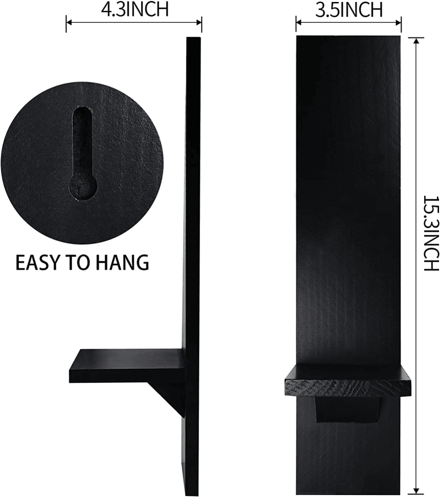 Wall Candle Sconces Set of 2, Decorative Wooden Candle Holder, Farmhouse Candle Sconce, Living Room Wall Decoration, - The Linen House