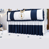 White And Dark Blue Baby Cot Set - The Linen House