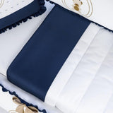 White And Dark Blue Baby Cot Set - The Linen House