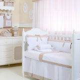 White & Beige Baby Cot Set - The Linen House